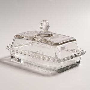Glass Butter Dish with Lid for Countertop, Clear Crystal Glass Covered Butter Stick Holder Tray, Butter Storage Container for Fridge