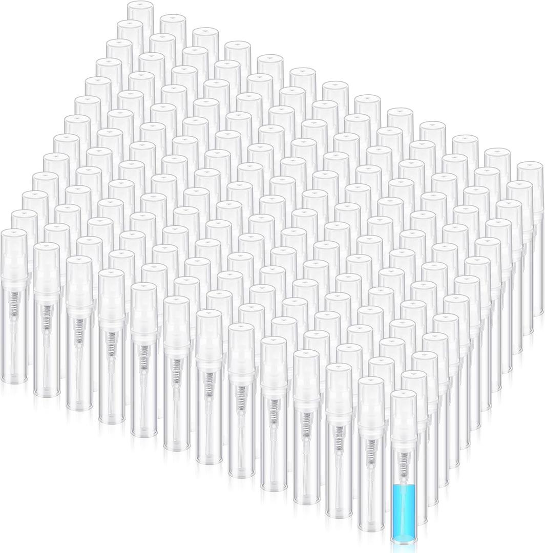 Zhehao 200 Pcs Mini Spray Bottles 3 ml Clear Plastic Perfume Bottles Refillable Fine Mist Perfume Atomizer Portable Empty Sample Containers for Cleaning, Essential Oils, Travel