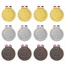Abaokai 1st, 2nd, 3rd Award Medals - -Winner Medals, Large Metal Award Medals with Smooth Ribbon - Perfect for School Competitions, Party, Students, Olympic Style 3 Inches (Gold Silver Bronze-12 Pcs)
