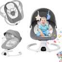 Automatic Baby Swing Chair with UV-Protective Canopy & Mosquito Net, Bluetooth Music Mobile with Stars, 5 Seat Positions, 5-Point Harness Belt, Portable for Indoor/Outdoor Use (Gray)