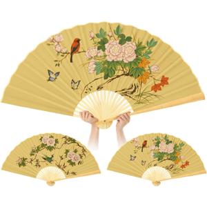 Quzzil Giant Fan Wall Decoration 43 Inch Large Chinese Traditional Fan Wall Art for Hanging Headboard Decorative Bamboo Decoration for Background Living Room Bedroom Headboard Art(Elegant), 25.6"L x 2.4"W
