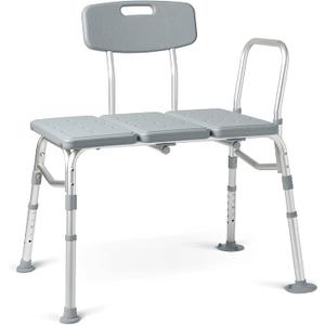 Medline Transfer Bench for Bathtubs and Showers, Adjustable Shower Bench and Bath Seat For Seniors and adults, Slip-resistant Feet, Heavy-Duty 400 lb. Weight Capacity, Tool-Free Assembly