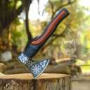 Custom Handmade Carbon Steel Real Viking Axe Hatchet,Camping Axe, Birthday Gift for him, Leather Wrapped Handle and Leather Sheath ((FM-21))