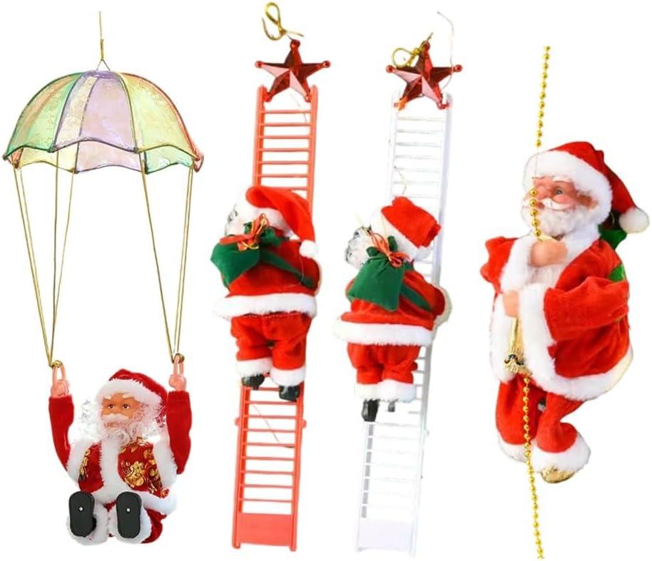 Climbing Santa Claus on Hanging Rope Battery Operated for Christmas Party and Home Holiday Décor, Red(1)