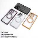 OOK Magnetic Case Made for iPhone 14 Pro Max (6.7 Inch) (Compatible with MagSafe) Clear Phone Cover with Screen Protector Soft TPU Anti-Scratch Shockproof Protective Case for Women Men - Black