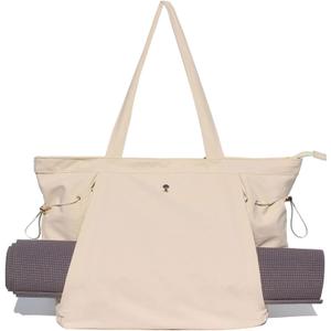 ESVAN Tote Bag with Yoga Mat Carrier Pocket for Women Shoulder Bags Drawstring for Office Workout Travel Carryall Pilates Gym and Beach