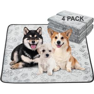 Qeils Reusable Puppy Pads, 34"x 36" 4 Pack Washable Pee Pads for Dogs, Waterproof Non Slip Wee Wee pad, Absorbent and Leakproof Training Mats for Potty, Crate, Playpen, Bed, Sofa