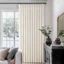 Pinch Pleated Linen Curtains 96 Inches Long for Living Room Bedroom, Light Filtering Boho Window Drape 96 inch 2 Panels Burgs with Hooks&Rings 8ft Cream Birch Sliding Glass Door Sheer Curtain Decor