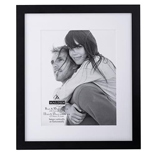 Malden 11x14 Matted Picture Frame - Made to Display Pictures 8x10 with Mat, or 11x13 without Mat - Black