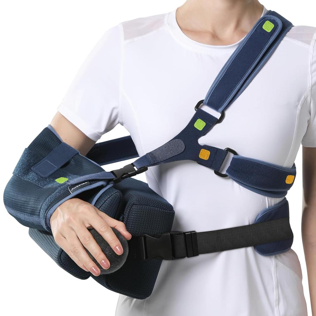 Velpeau Shoulder Abduction Sling with Two Removable Pillows, Shoulder Immobilizer Strap for Sleeping, Rotator Cuff Surgery, Medical Sling for Women & Men, Fits Left & Right Arm (L, Bust 41)