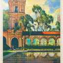 MyPuzzle San Diego, CA: Balboa Park, Vintage Poster - Premium 1000 Piece Jigsaw Puzzle for Adults