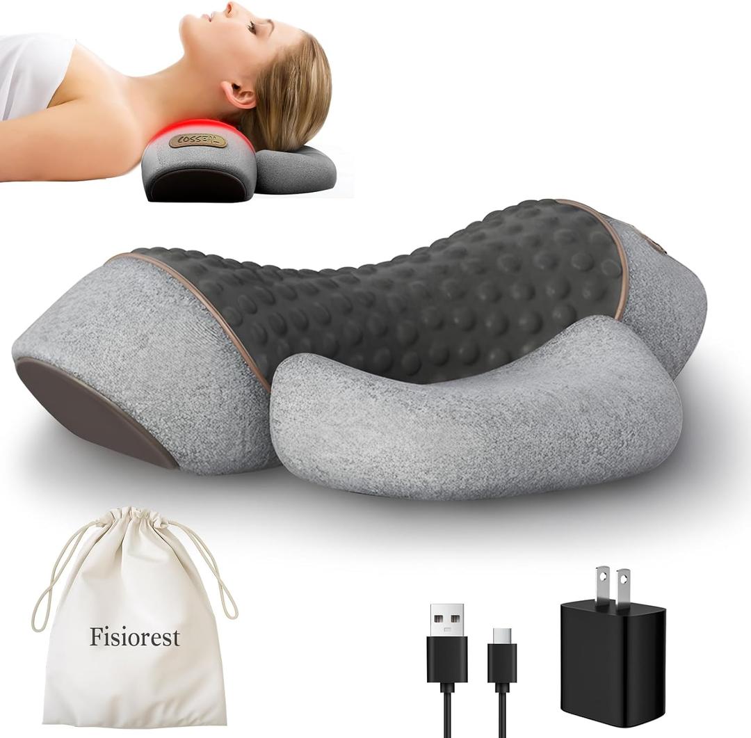 3-in-1 Neck Massager Pillow,Cervical PillowMemory Foam Pillows3D Ergonomic Cervical Pillow for Neck Back Shoulder Pain Relief (Grey)