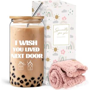 Funny Friendship Gifts for Women, Birthday Gift for Best Friends Sisters, Bestie gift Set with Glass Cup Socks, Christmas Thanksgiving Presents Ideas for Her