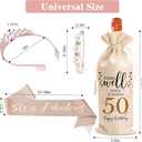 50th Birthday Gifts for Women Her - Elegant Decorations with Vintage Wine Glasses, Wine Bag, Birthday Sash, Crown,Rhinestone Birthday Tiara, Perfect for Women,Mom,Wife,Coworker,Best Friend,Sister
