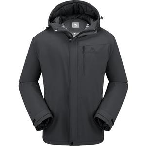 CAMEL CROWN Men's Winter Coat Waterproof Ski Jacket Hooded Windbreaker with Thermal Insulated for Snow Rain Hiking Outdoor (X-Large, Dark Gray-b605)