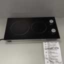 Noxton 110v Electric Cooktop 2 Burners, Plug in Electric Stove 12 Inch, Built-in or Above the Counter Use, 9 Power Level, Knob Control Ceramic Stovetop, Great for the Elderly