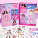Barbie D.I.Y. Magnetic Play Set, 75 Pieces, 3 Magnetic Dolls, Crafts for Kids Ages 4-8, 4 Year Old Girl Birthday Gifts, Girl Toys, Cute Travel Toy, Fun Airplane Activities, Pretend Play for Girls