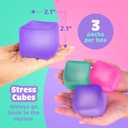 Fidget Toy Stress Cube 3 Pack - High Density Gel Filled 2.1" Cube, Squishy Fidget Toys for Relaxation, Calming Sensory Toys for Autism, Stress Balls for Kids Adults Children Teens
