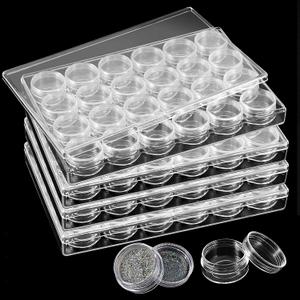ZOENHOU 4 Pack 24 Grids Diamond Painting Storage Containers, Embroidery Diamond Storage Box Beads Organizer Case with Lid Clear Nail Art Accessories for Jewelry DIY (4Pack 24Grid)
