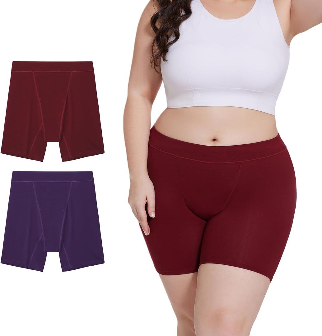 Allbase Incontinence Underwear for Women Washable Period Boxers Briefs Heavy Flow Leakproof Overnight High Absorbency Menstrual Postpartum Bladder Control Boyshorts Panties 3X-Large Pack of 2 (Mulcolored)