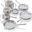 Ninja EverClad Stainless Steel Cookware 12 Piece Pots & Pans Set, All Stovetops & Induction, Oven Safe to 600F, Tri-Ply Commercial-Grade, C99012