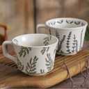 Ceramic Mug, 11oz - Vintage Cups Mug for Coffee Milk Latte Cappuccino Tea, Porcelain Cups Dishwasher Microwave Freezer Safe Stoneware 1 PCS Black Leaf Cup