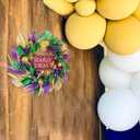 TEMPUS 20 inch Mardi Gras Purple and Green Glitter Wreath for Carnival Front Door and Party Decorations, Mardi Gras Party Home Decor Wreath with Mardi Gras Sign, Indoor and Outdoor Glitter Party Wreat