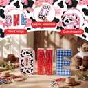 Yalikop 3 Pcs One Letter Fillable DIY Tray Food Box 10 Inch Charcuterie Board Letters Cardboard Serving Trays for Food 1st Birthday Anniversary Party Dessert Table Photo Props(Cowboy Theme)