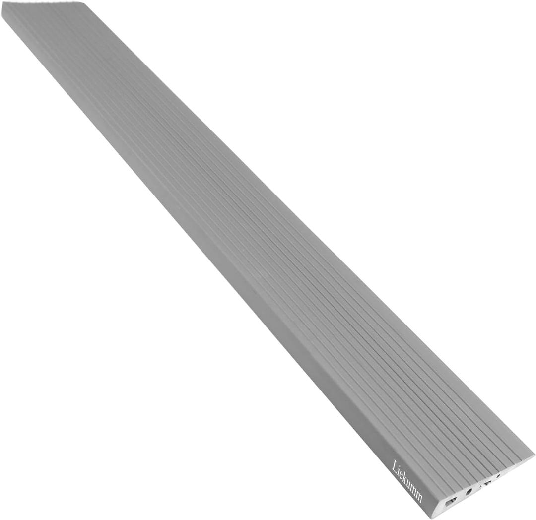 LIEKUMM 1" Rise PVC Threshold Ramp for Doorways, 1700 Lbs Capacity, Transition Ramp for Wheelchairs, Strollers, and Scooters, Cuttable, Grey (Gray)