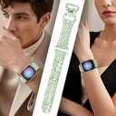 Band Compatible with iWatch Band 38/40/41mm for Women Men Sport Replacement Smartwatch Wrist Strap for iWatch Ultra2/1 SE Series 10 9 8 7 6 5 4 3 2 1 - Flower Herbs Branch