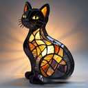 2025 New Series Cat Desk Lamp, Lamps for Night Stands, Stained Resin Art Tabletop Light, Cute Pet Cats Themed Led Table Lamps, Creative Animals Table Lamp, Fun Gift for Cat Lovers (B)