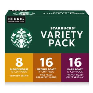 Starbucks K-Cup Coffee Pods, Starbucks Blonde, Medium and Dark Roast Hot or Iced Coffee, Variety Pack, 40 Keurig Pods, Best By 19 OCT 2026