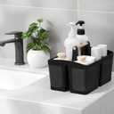 rejomiik Portable Shower Caddy Basket Plastic Cleaning Caddy Organizer Storage Tote with Handle for Bathroom, College, Dorm Room Essentials, Black