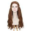 M MISS U HAIR Women Long Wavy Brown Wigs with Braid Princess Renaissance Hippie Cosplay Party Wig