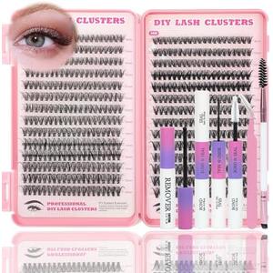 Lash Clusters Kit, 560 Pcs Eyelashes Clusters Kit 9-16mm Individual Lash Extension Kit D Curl Fluffy Wispy False Eyelashes (30D+40D, Lash Clusters Kit)