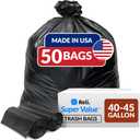 Reli. 40 to 45 Trash Bags Heavy Duty | 50 Trash Bags | Super Sizeable for Serious Garbage Cleanup (Black)