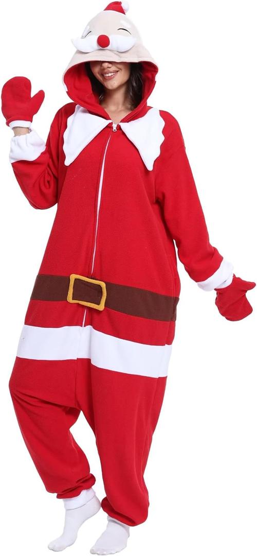 Unisex Adult Onesie Animal Pajamas Halloween Cosplay Sleepwear (Red-102), XL
