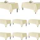 sancua Beige Tablecloths for 6 Foot Rectangle Tables, 8 Pack - Washable Polyester Fabric Table Cloth for Wedding Party, Birthday, Banquet Reception, 54x108 Inch Ivory
