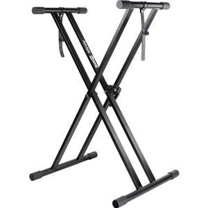 RockJam Xfinity Heavy-Duty, Double-X, Pre-Assembled, Infinitely Adjustable Piano Keyboard Stand with Locking Straps