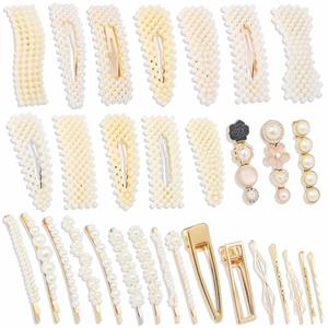 DZTIAN Gold and Silver 31 Pcs Hand-made line styles Pearl Hair Clips for Women Girls, Hair Accessories Pearl Hair Clips for Party Wedding Daily