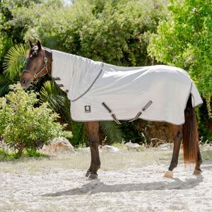 Equinavia Brisk Mesh Horse Fly Sheet with Removable Neck Cover| Durable Extended Coverage with UPF 45 UV Protection | Fly Sheet for Horses - Silver Gray - 72 in