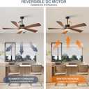 TXCSLY 52'' Ceiling Fans with Lights, Modern Ceiling Fan with Remote Control, Indoor Outdoor Ceiling Fan for Living Room,Bedroom 5 Blade 3 Color Tempearture (Walnut)