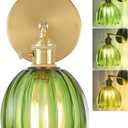 Tulip Wall Sconce Vintage Wall Lamp with Glass Lampshade Flower Lamp,Adjustable Brass Wall Lights with Switch Hardwired LED Wall Mounted Lights Bedroom Bedside Bathroom Livingroom Doorway Wall Decor