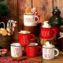 Suttmin 6 Pcs Christmas Gifts Mini Coffee Mug Hot Cocoa Mini Coffee Cups for Tiered Tray Decor Red White Xmas Hot Chocolate Decor for Winter Christmas Table Centerpieces Housewarming Gift