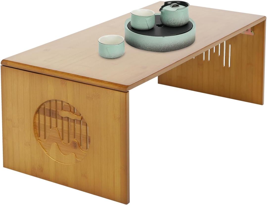 Japanese Floor Table, Folding Bamboo Coffee Tables for Sitting On The Floor, Portable, No Assembly, 31.5 * 14.6 * 11.8inch, (31.5 * 14.6 * 11.8inch)