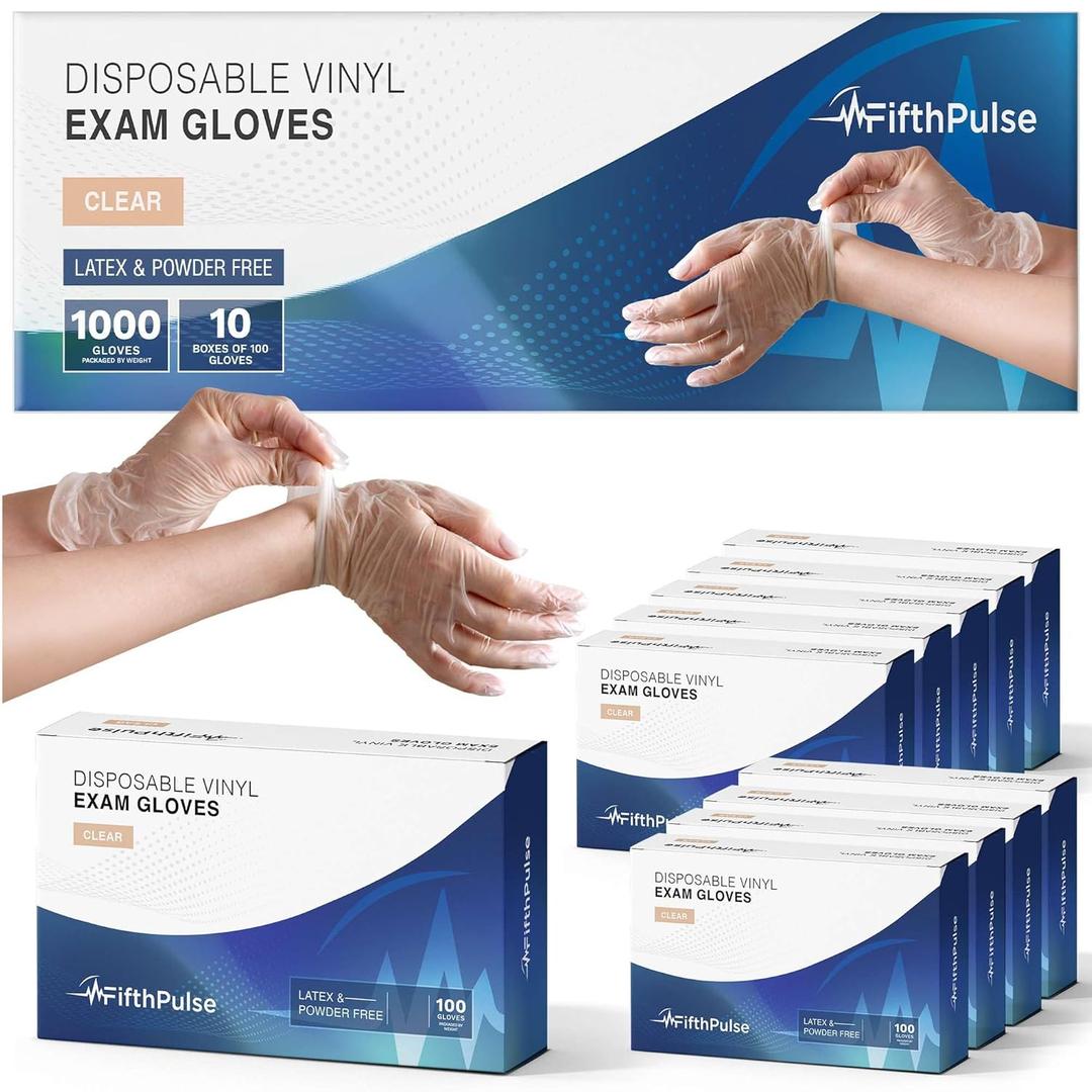 1000 Vinyl Gloves Disposable and Latex Free - 3 Mil X Large Clear Vinyl Gloves - Medical Gloves for Hospitals, Medical Facilities, Ambulances, and First Aid Kits