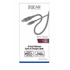 ZGear Silicone Cable USB C 6 Ft Grey