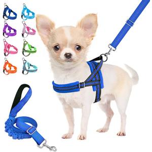Lukovee Dog Harness and Leash Set, Soft Padded Small Dog Harness, Neck & Chest Adjustable Reflective Vest Puppy Harness with 4ft Lightweight Anti-Twist Dog Leash for Small Dogs (Purple, Medium) (M ( Chest 21.2'' ~ 26.7''))