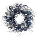 16 in. Unlit Christmas Wreath Bronze Door Wreath Handcrafted with Artificial Eucalyptus Berries Ornaments for Farmhouse Holiday Thanksgiving Christmas Decoration (Brown)