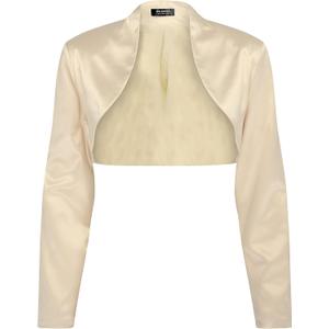 BOLEROSE Formal Long Sleeve Satin Bolero Shrug (6, Champagne)